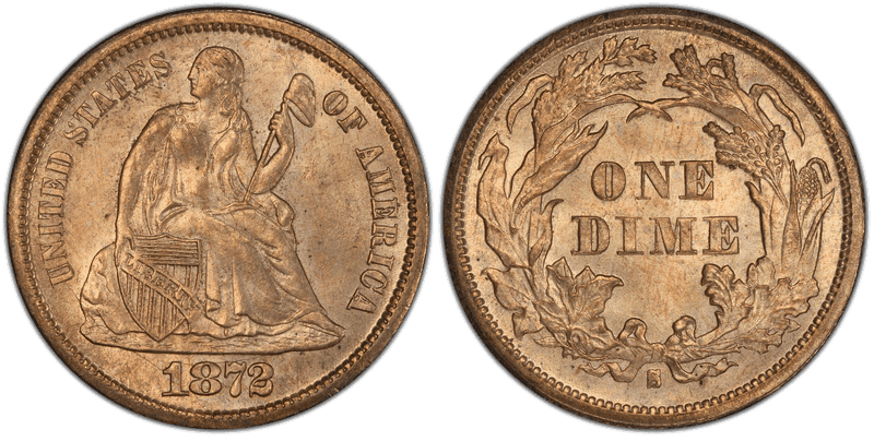 1872 (S) Seated Liberty Dime
