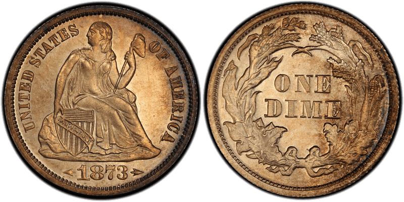 1873 Proof Seated Liberty Dime - Arrows