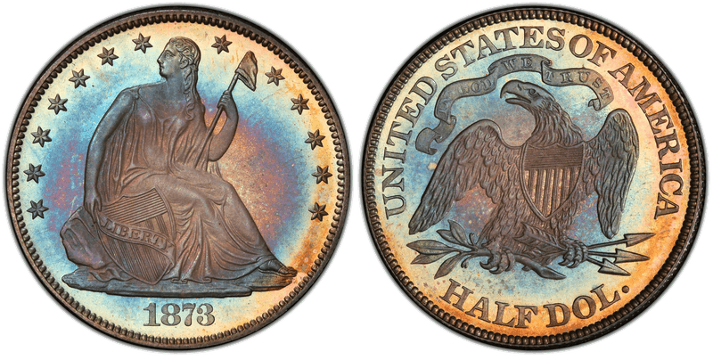 1873 Proof Seated Liberty Half Dollar - No Arrows
