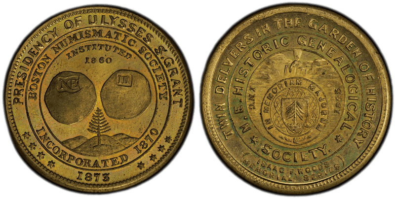 (1873) Brass Token Rulau Ma-Bo 13, Boston Numismatic Society