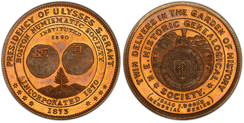 (1873) Copper Token Rulau Ma-Bo 13B, Boston Numismatic Society