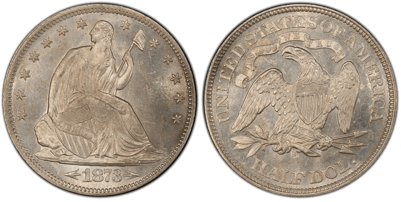 1873 (S) Seated Liberty Half Dollar - Arrows