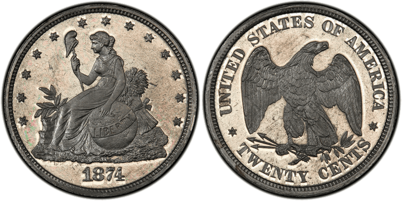1874 Proof Twenty Cent Pattern - J-1356