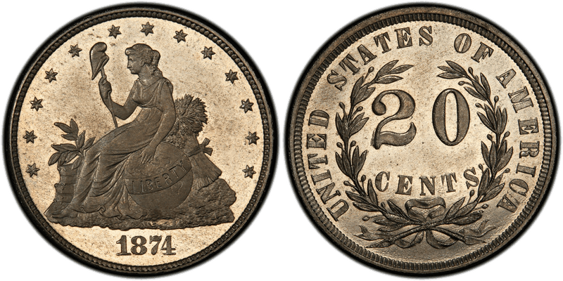 1874 Proof Twenty Cent Pattern - J-1358