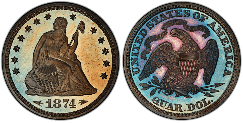 1874 Seated Liberty Quarter