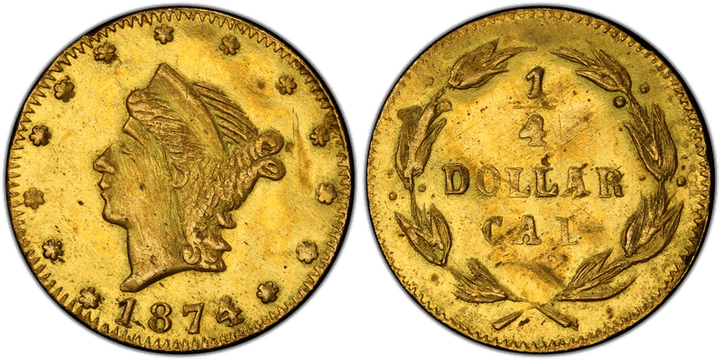 1874 Gold Quarter - BG-843