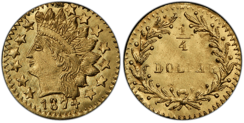 1874 Gold Quarter - BG-888