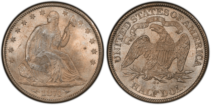 1874 Seated Liberty Half Dollar