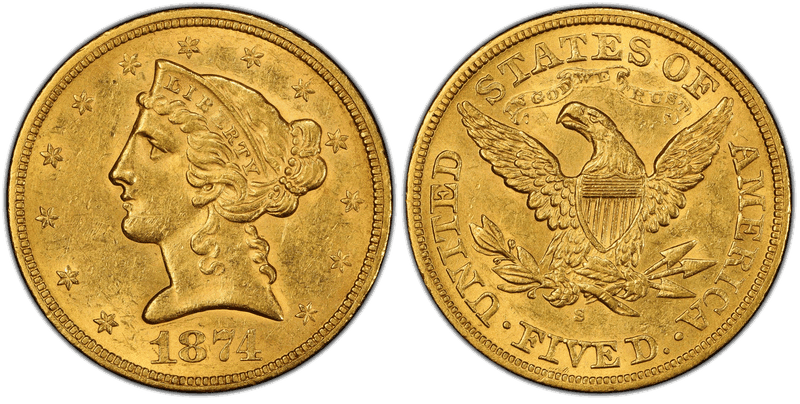 1874 (S) Liberty Head Half Eagle