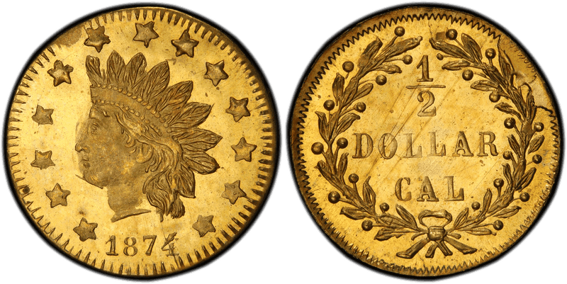 1874/3 Gold Half Dollar - BG-1052