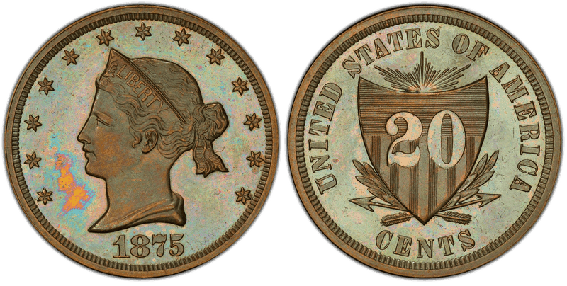 1875 Proof Twenty Cent Pattern - J-1393