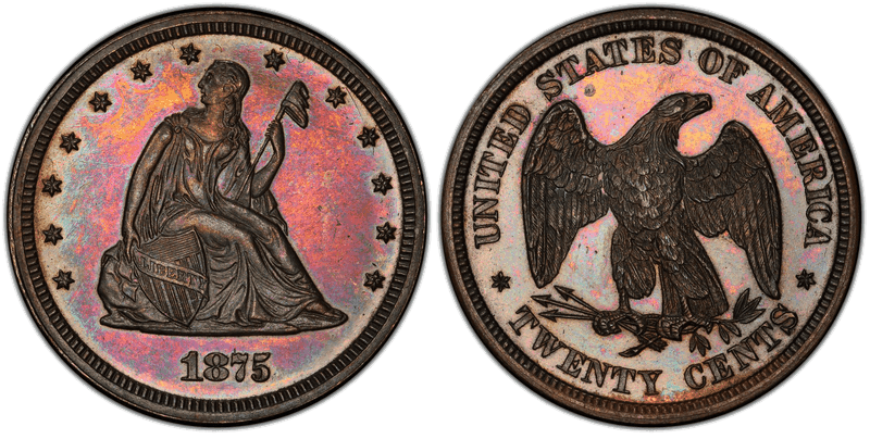 1875 Proof Twenty Cent Pattern - J-1412