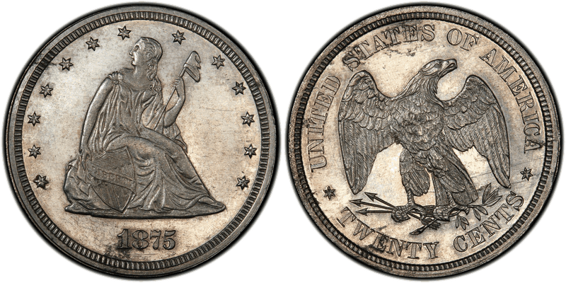 1875 Proof Twenty Cent Pattern - J-1413