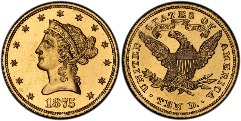1875 Proof Eagle Pattern - J-1447, Gilt