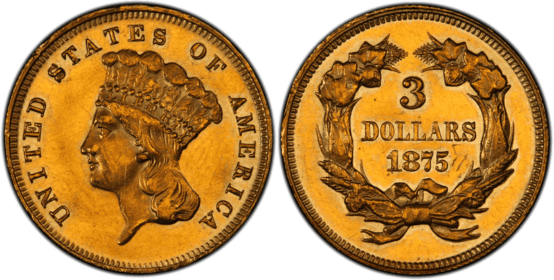 1875 Indian Princess Three Dollar