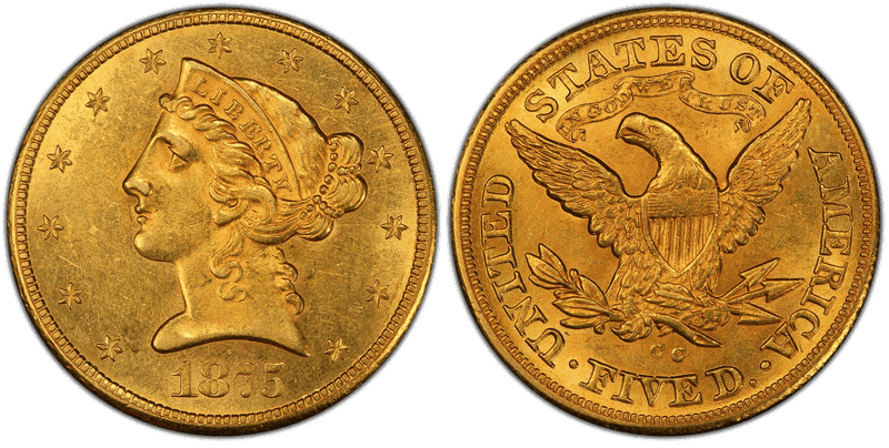 1875 Liberty Head Half Eagle