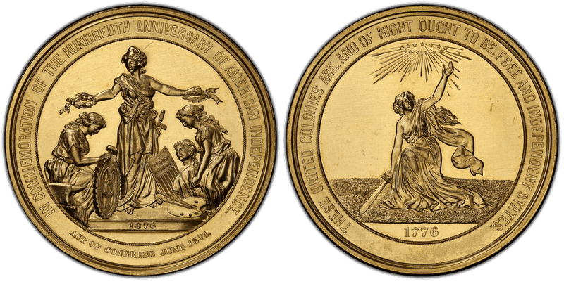 1876 Medal CM-11e US Centennial Gilt Copper