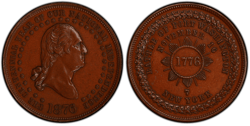 1876 Bronze So-Called Dollar GW-890, HK-109, Fort Washington