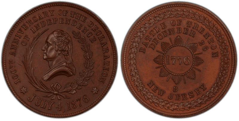 1876 Bronzed Copper Medal GW-899, 2nd Obv Trenton PA