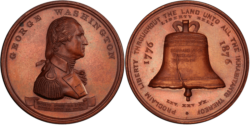 1876 Medal GW-909, HK-31 Bronzed Copper Liberty Bell