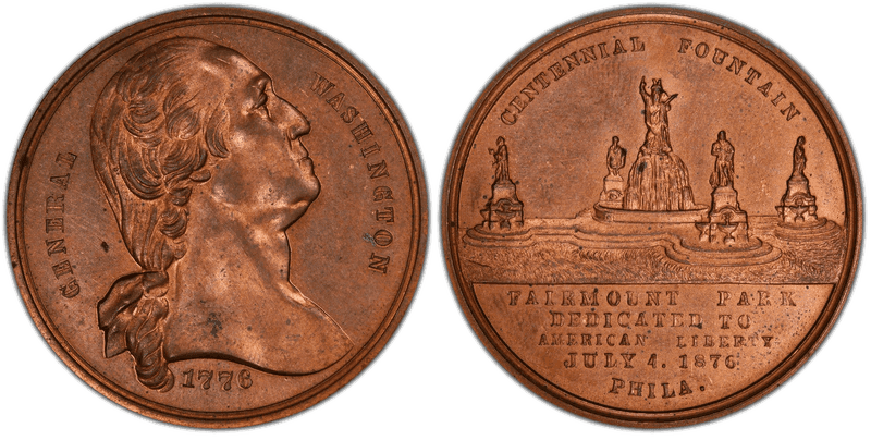 1876 Medal GW-919, HK-68 Copper Centennial Fountain