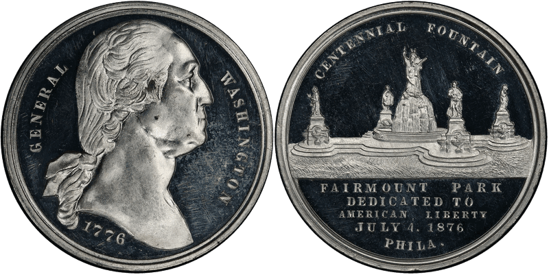1876 White Metal So-Called Dollar GW-919, HK-68, Centennial Fountain