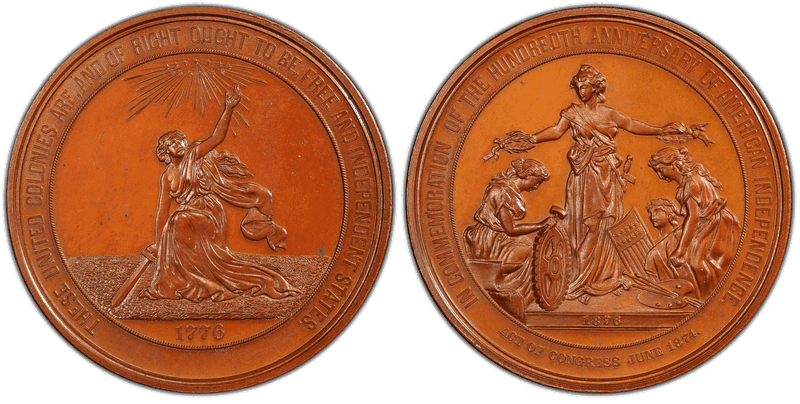 1876 Copper Medal J-CM-11e, 58mm U.S. Centennial