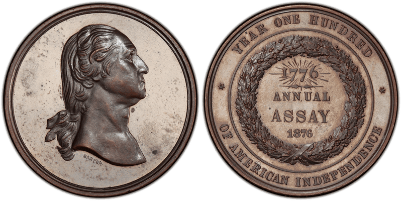 1876 Assay Commission Medal - JK-AC-15, Copper, Washington, 100 Yrs Independence