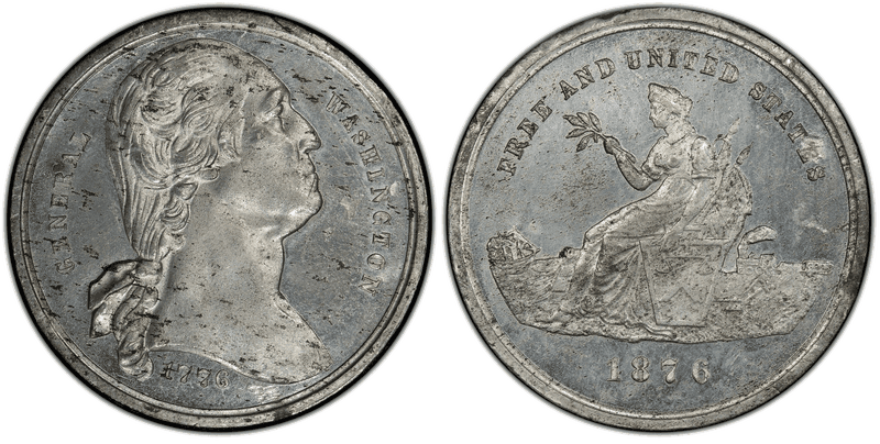 1876 HK-55, GW-918 White Metal Centennial-Free & United States Dollar