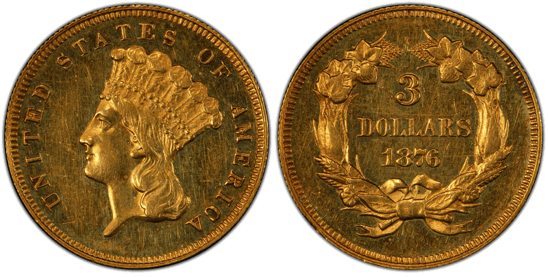 1876 Indian Princess Three Dollar