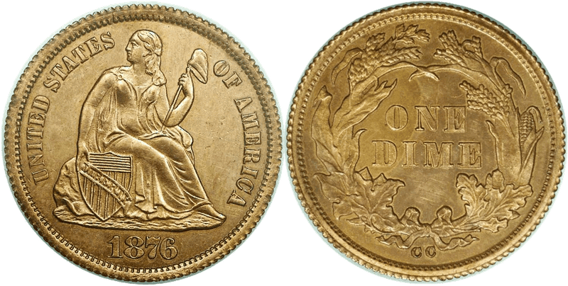 1876 (CC) Proof Dime Die Trial - J-1453a