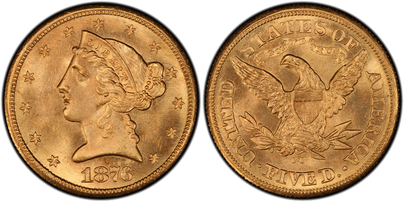 1876 Liberty Head Half Eagle