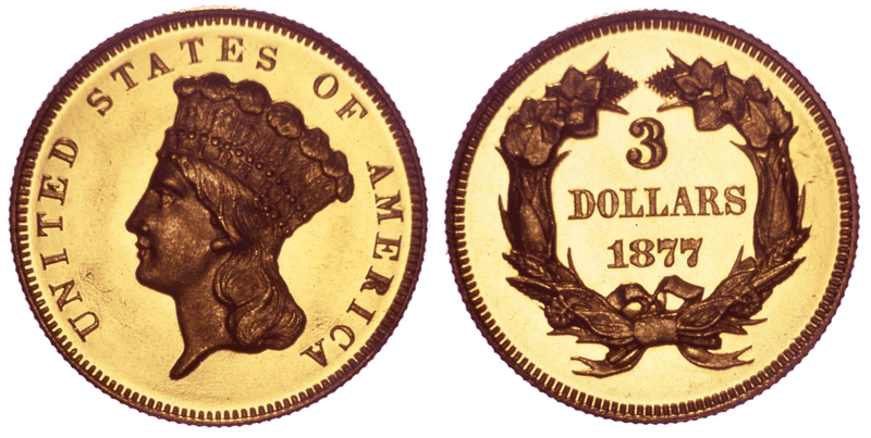 1877 Indian Princess Three Dollar