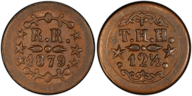 1879 Hawaiian Plantation Token - T. Hobron, 12-1/2 Cents, 2/6 Stars