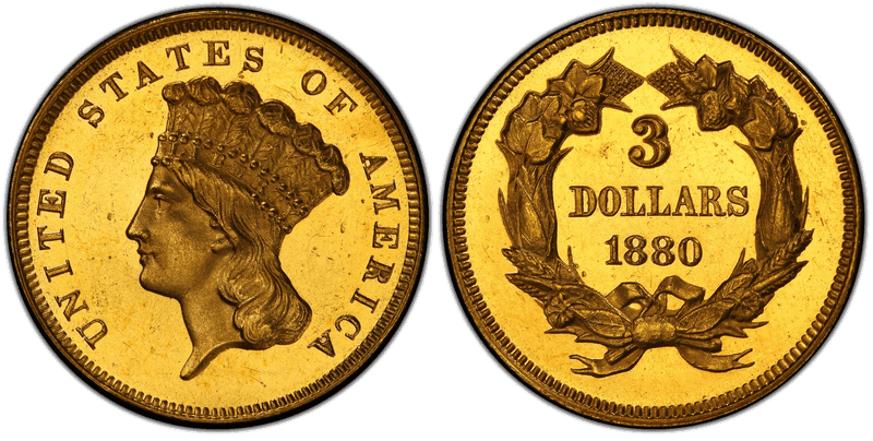1880 Indian Princess Three Dollar
