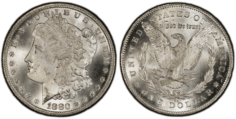 1880 (CC) Morgan Dollar - 80/79 Reverse of 1878