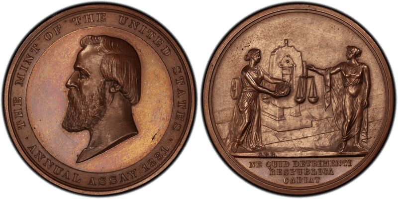 1881 Assay Commission Medal - JK-AC-24a, Bronze, Rutherford B. Hayes