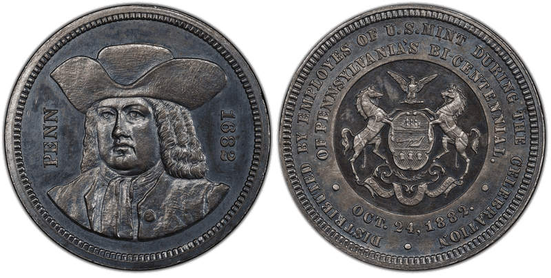 1882 Silver Medal J-CM-42, Pennsylvania Bicentennial