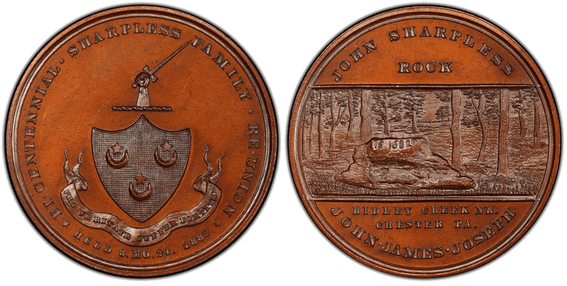 1882 Medal Sharpless Family Bicentennial Reunion, Bronze PA