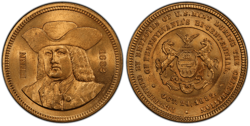 1882 Token Pa-Ph 393 Brass Penn, US Mint Employees