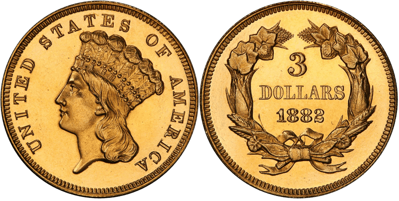 1882 Indian Princess Three Dollar