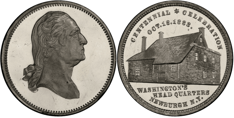 1883 White Metal Medal GW-993, Newburgh Headquarters