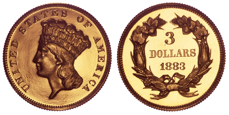 1883 Indian Princess Three Dollar