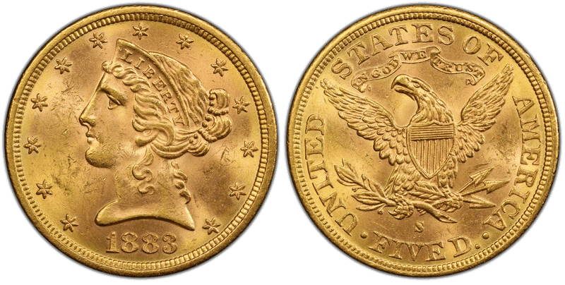 1883 (S) Liberty Head Half Eagle