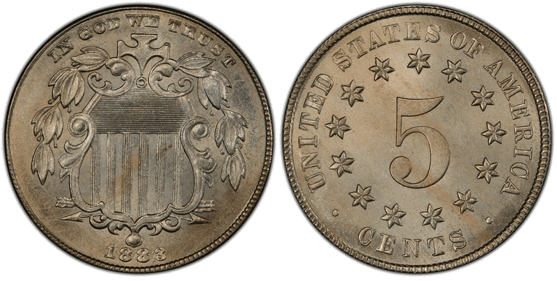 1883 Shield Nickel - 3/2