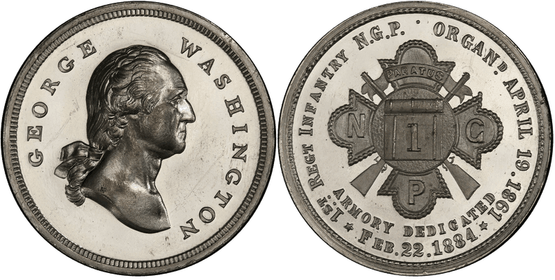 1884 White Metal Medal GW-1015, Armory Dedication