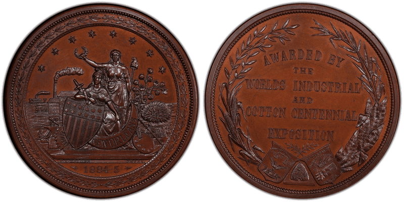 1884-5 Medal World's Industrial & Cotton Centennial Expo Bronze 74mm