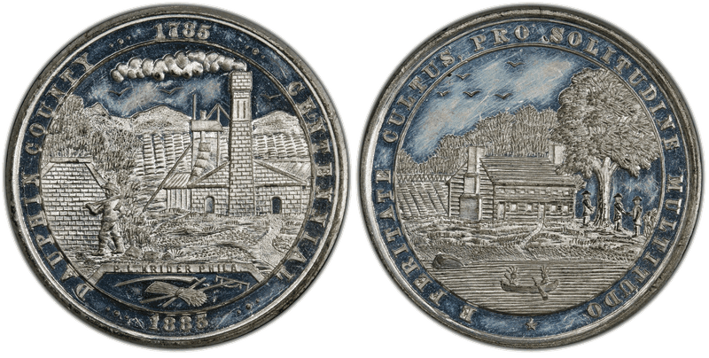 1885 Medal Raymond-154 White Metal Dauphin County Centennial