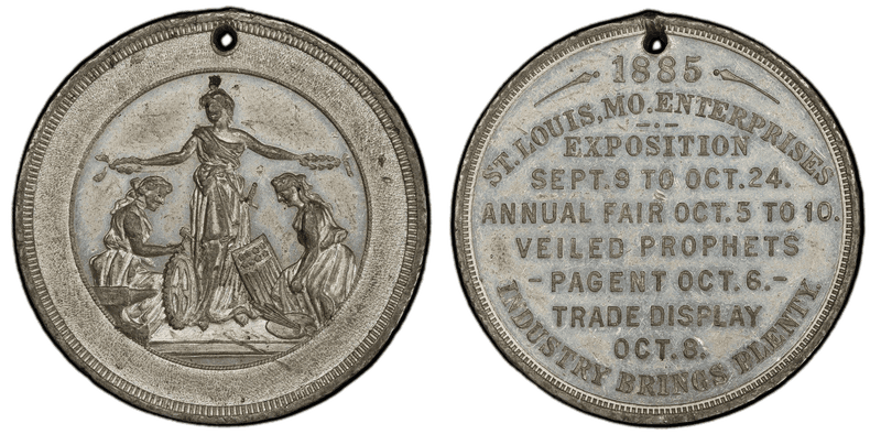 (1885) White Metal Medal Rulau MO-Sl-C25, St. Louis Enterprises Exposition