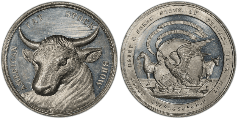 1886 Medal American Fat Stock Show White Metal 45mm
